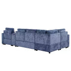 Canapé convertible modulaire en L de 306 cm avec lit gigogne, rangement et porte-gobelets. Canapé d'angle réversible pour salon moderne.