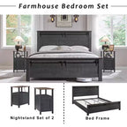 SinCiDo Lot de 2 tables de chevet de ferme avec station de recharge, tables d'appoint en bois avec porte de grange et étagères ouvertes pour chambre, salon