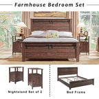 SinCiDo Lot de 2 tables de chevet de ferme avec station de recharge, tables d'appoint en bois avec porte de grange et étagères ouvertes pour chambre, salon