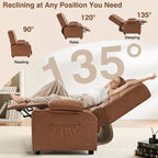 Fauteuil inclinable électrique VECELO avec fonctions de massage et de chaleur, fauteuil de massage en cuir PU rembourré, fauteuil à bascule électrique 35 positions pour salon