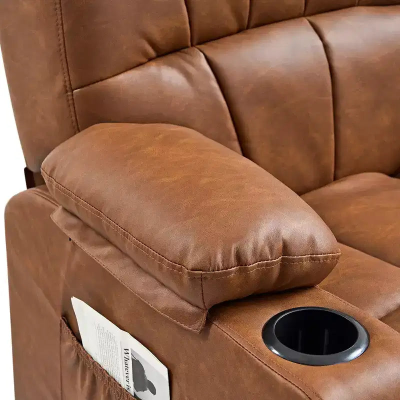 Fauteuil inclinable électrique VECELO avec fonctions de massage et de chaleur, fauteuil de massage en cuir PU rembourré, fauteuil à bascule électrique 35 positions pour salon