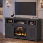 Bestier 61 Fireplace TV Stand for TVs up to 65 Farmhouse Barn Door Entertainment Center with 23 Remote Control Electric Fireplace