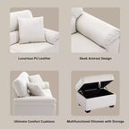 Canapé et causeuse en similicuir avec banc de rangement ottoman, canapé grand confort pour salon, salle de détente - Morden Fort
