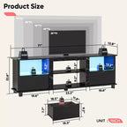 Meuble TV Bestier 178 cm avec lumières LED, centre de divertissement pour téléviseurs jusqu'à 75 pouces, console TV avec tiroirs et étagères réglables