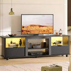Meuble TV Bestier 178 cm avec lumières LED, centre de divertissement pour téléviseurs jusqu'à 75 pouces, console TV avec tiroirs et étagères réglables