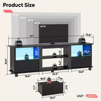 Meuble TV Bestier 178 cm avec lumières LED, centre de divertissement pour téléviseurs jusqu'à 75 pouces, console TV avec tiroirs et étagères réglables