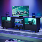 Meuble TV Bestier 178 cm avec lumières LED, centre de divertissement pour téléviseurs jusqu'à 75 pouces, console TV avec tiroirs et étagères réglables