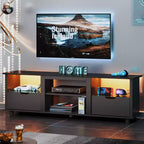 Meuble TV Bestier 178 cm avec lumières LED, centre de divertissement pour téléviseurs jusqu'à 75 pouces, console TV avec tiroirs et étagères réglables