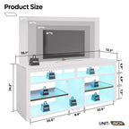 Meuble TV haut Bestier, meuble TV 55 LED pour téléviseurs jusqu'à 65 pouces, console TV de jeu avec rangement pour PS5, meuble média avec étagères réglables