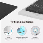 Meuble TV haut Bestier, meuble TV 55 LED pour téléviseurs jusqu'à 65 pouces, console TV de jeu avec rangement pour PS5, meuble média avec étagères réglables