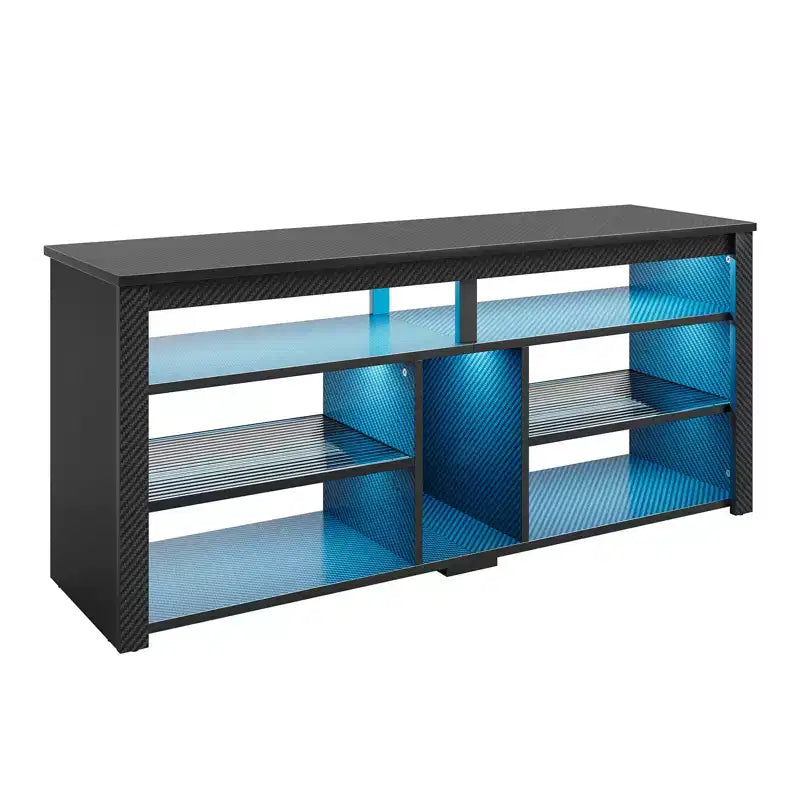 Meuble TV haut Bestier, meuble TV 55 LED pour téléviseurs jusqu'à 65 pouces, console TV de jeu avec rangement pour PS5, meuble média avec étagères réglables