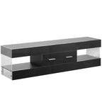 Meuble TV Bestier noir ultra-brillant pour TV jusqu'à 65 pouces, meuble de divertissement LED moderne avec tiroirs de rangement