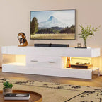 Meuble TV Bestier noir ultra-brillant pour TV jusqu'à 65 pouces, meuble de divertissement LED moderne avec tiroirs de rangement