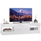 Meuble TV Bestier noir ultra-brillant pour TV jusqu'à 65 pouces, meuble de divertissement LED moderne avec tiroirs de rangement