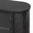Bahut de ferme avec rangement, meuble buffet en bois avec portes vitrées et étagères réglables