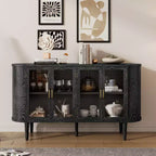 Farmhouse Sideboard Cabinet with Storage, Wood Buffet Cabinet with Glass Doors and Adjustable Shelves