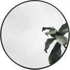 Black 16 Inch Metal Round Bathroom Mirror with Durable Construction and Sleek Finish