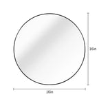 Miroir de salle de bain rond en métal noir de 16 pouces avec construction durable et finition élégante