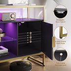 Bestier 47 Meuble de bar à café avec étagères réglables, buffet à LED avec prise de courant et étagères en verre, table d'entrée pour salon
