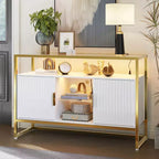 Bestier 47 Meuble de bar à café avec étagères réglables, buffet à LED avec prise de courant et étagères en verre, table d'entrée pour salon