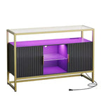 Bestier 47 Meuble de bar à café avec étagères réglables, buffet à LED avec prise de courant et étagères en verre, table d'entrée pour salon