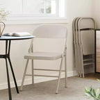 Lot de 2 chaises pliantes Whizmax, cadre en métal capacité 158 kg, chaises pliables noires portables pour intérieur/extérieur, salle à manger/salon et bureau