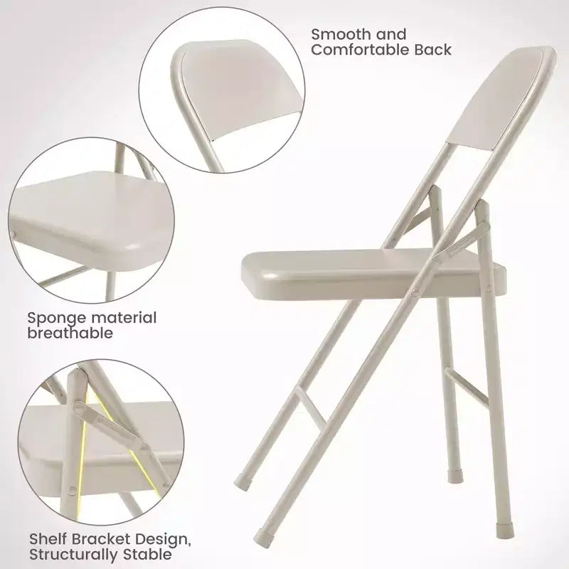 Lot de 2 chaises pliantes Whizmax, cadre en métal capacité 158 kg, chaises pliables noires portables pour intérieur/extérieur, salle à manger/salon et bureau