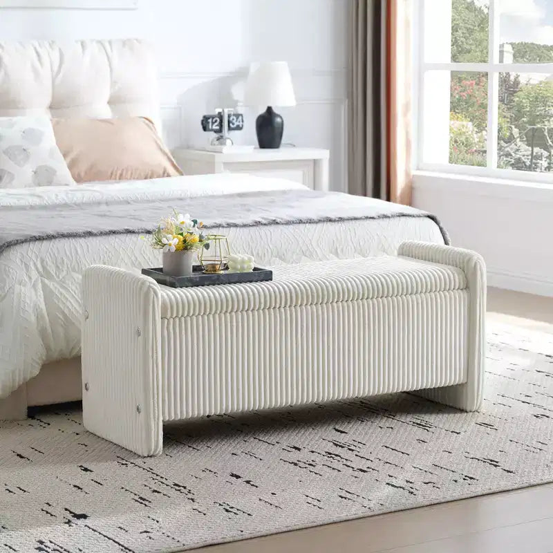 Banc pouf ottoman en velours PINMOCO 44 pouces, repose-pieds rembourré de rangement pour salon et chambre à coucher
