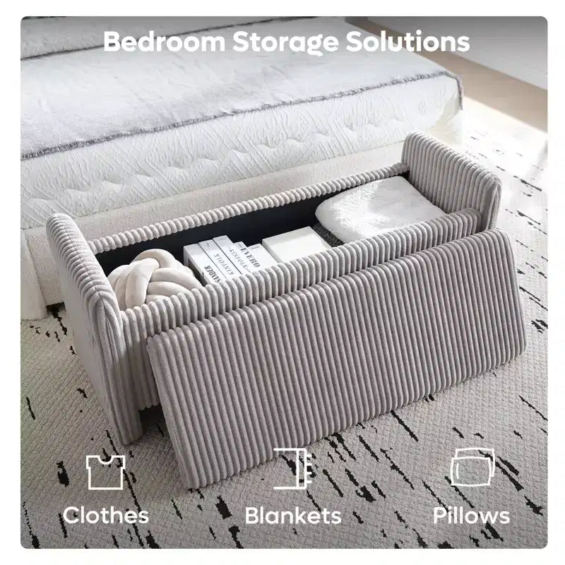 Banc pouf ottoman en velours PINMOCO 44 pouces, repose-pieds rembourré de rangement pour salon et chambre à coucher