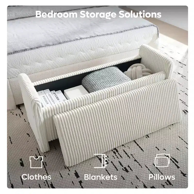 Banc pouf ottoman en velours PINMOCO 44 pouces, repose-pieds rembourré de rangement pour salon et chambre à coucher