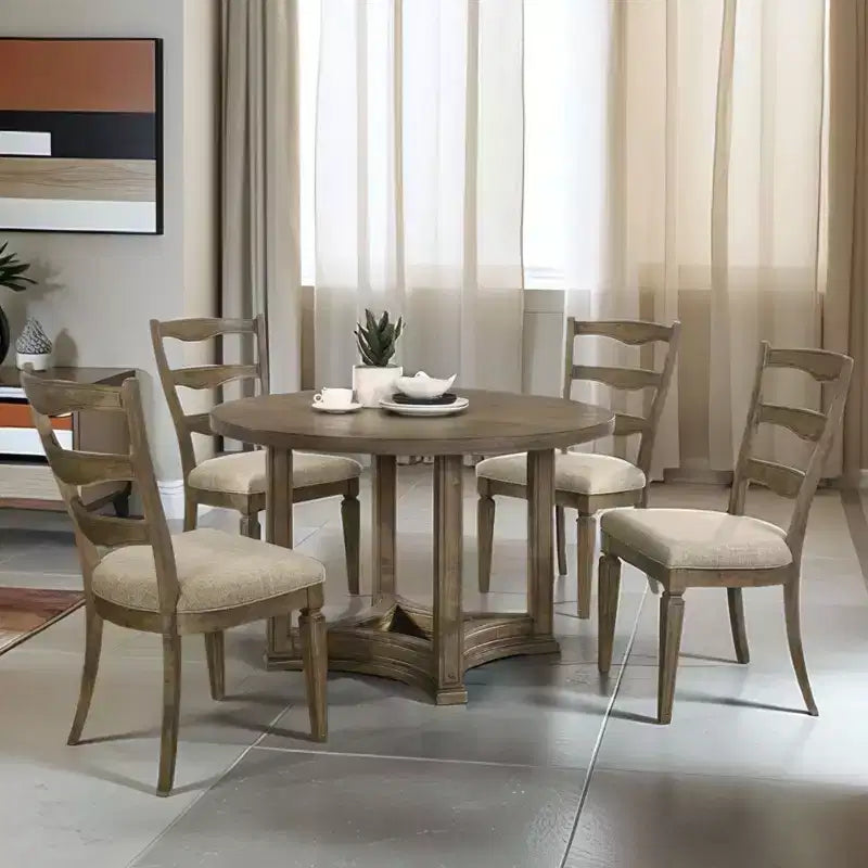 Christopher Knight Home Jimmy Ensemble de salle à manger rond 5 pièces vintage 47 en bois avec 4 chaises rembourrées