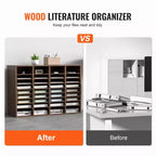 Organisateurs de documents VEVOR, Casier de bureau à 36 compartiments avec étagères réglables, Trieur de documents en bois 99,8 x 30,5 x 68,1 cm, certifié EPA