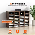 Organisateurs de documents VEVOR, Casier de bureau à 36 compartiments avec étagères réglables, Trieur de documents en bois 99,8 x 30,5 x 68,1 cm, certifié EPA