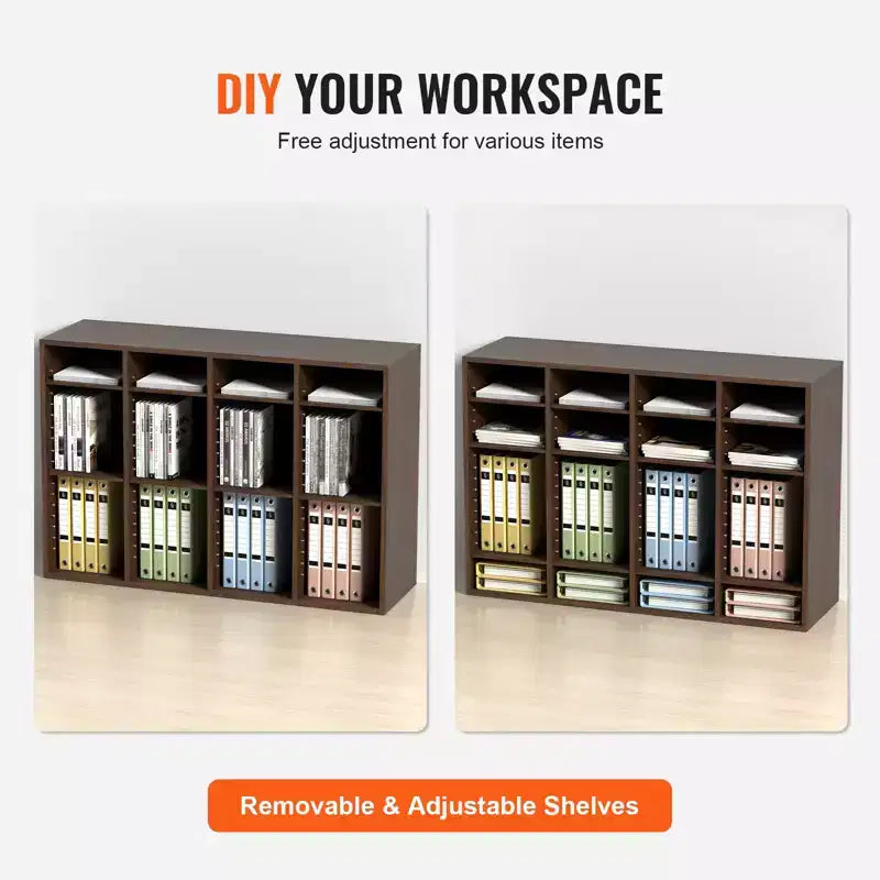 Organisateurs de documents VEVOR, Casier de bureau à 36 compartiments avec étagères réglables, Trieur de documents en bois 99,8 x 30,5 x 68,1 cm, certifié EPA