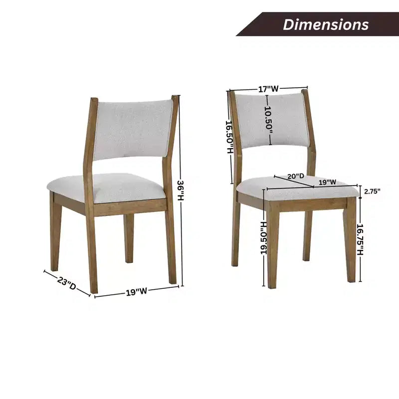 Chaises de salle à manger rembourrées Roundhill Furniture Parker, ensemble de 2, chêne clair et gris