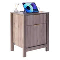 VEVOR Farmhouse End Table Set of 2, Nightstand with Charging Station, 3 Tiers Side Table with Storage Cabinet and 2 Drawers, Side Table