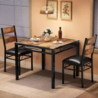 Kitchen Table with 2 Upholstered Chairs, Wood 3-Piece Kitchen Dining Room Set with Corner Protector for Small Space, Apartment, Dining room, Kitcen
