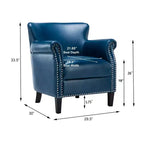 Fauteuil Okak avec coussin de dossier confortable, fauteuil de club, canapé simple pour salon, salle d'attente, espaces de lecture, bleu marine