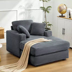 Hyleory Chaise longue en velours côtelé avec ottoman, fauteuil inclinable une place, fauteuil d'appoint moderne pour salon ou chambre à coucher