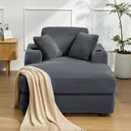 Hyleory Chaise longue en velours côtelé avec ottoman, fauteuil inclinable une place, fauteuil d'appoint moderne pour salon ou chambre à coucher