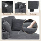 Hyleory Chaise longue en velours côtelé avec ottoman, fauteuil inclinable une place, fauteuil d'appoint moderne pour salon ou chambre à coucher