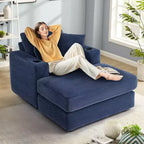 Hyleory Chaise longue en velours côtelé avec ottoman, fauteuil inclinable une place, fauteuil d'appoint moderne pour salon ou chambre à coucher