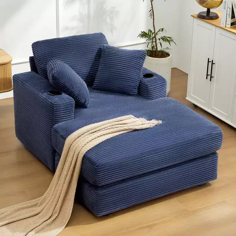 Hyleory Chaise longue en velours côtelé avec ottoman, fauteuil inclinable une place, fauteuil d'appoint moderne pour salon ou chambre à coucher