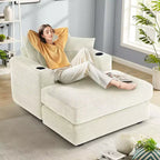 Hyleory Chaise longue en velours côtelé avec ottoman, fauteuil inclinable une place, fauteuil d'appoint moderne pour salon ou chambre à coucher