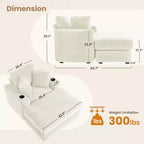 Hyleory Chaise longue en velours côtelé avec ottoman, fauteuil inclinable une place, fauteuil d'appoint moderne pour salon ou chambre à coucher
