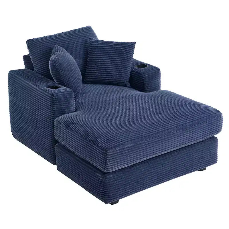 Hyleory Chaise longue en velours côtelé avec ottoman, fauteuil inclinable une place, fauteuil d'appoint moderne pour salon ou chambre à coucher
