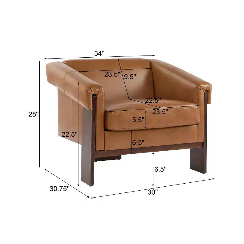 Okak 34 Fauteuil moderne avec revêtement confortable, coussins profonds, bois massif, fauteuil du milieu du siècle pour salon, chambre à coucher, salle d'attente
