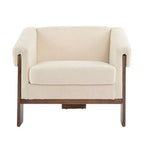 Okak 34 Fauteuil moderne avec revêtement confortable, coussins profonds, bois massif, fauteuil du milieu du siècle pour salon, chambre à coucher, salle d'attente