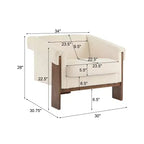 Okak 34 Fauteuil moderne avec revêtement confortable, coussins profonds, bois massif, fauteuil du milieu du siècle pour salon, chambre à coucher, salle d'attente