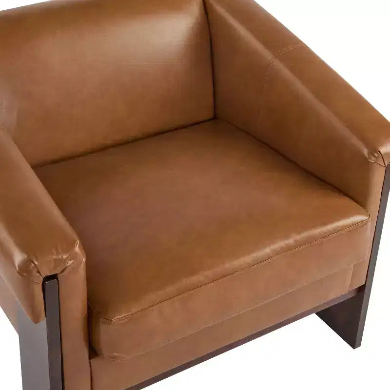 Okak 34 Fauteuil moderne avec revêtement confortable, coussins profonds, bois massif, fauteuil du milieu du siècle pour salon, chambre à coucher, salle d'attente